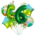 Dinosaurier Geburtstag Ballon Set mit grüner Nummer 6 und Glitzer Latexballons - 6. Geburtstag Dinosaurier Set