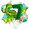 Detail eines Dinosaurier-Geburtstagsballon-Sets mit großer Dino-Figur und Zahl 7 Folie - 7. Geburtstag Dinosaurier Set
