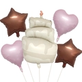 Set palloncini vintage opachi con torta alla panna cuore e stella in alluminio - Cuore Rosa