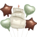Set palloncini opachi a forma di torta stella e cuore color crema marrone menta - Cuore Verde