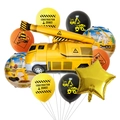 Detailed set of construction vehicle foil and latex balloons for themed birthday party decor - Crane with Star Balloon Style