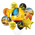 Construction vehicle theme party balloon set with excavator and star balloons - Excavator with Star Balloon Style