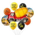 Dettaglio di palloncini a tema cantiere con betoniera e scavatrice per festa di compleanno - Stile Betonciera