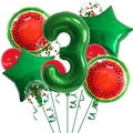 Kit de ballons 3ème anniversaire thème pastèque avec chiffre 3 vert et ballons en aluminium - Nombre 3 (Style Vert Pastèque 3)