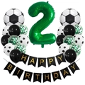 Soccer theme 2nd birthday party set with number 2 foil balloon and football banners - Age 2 Style (Football Set 2)
