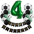 Soccer theme 4th birthday party decoration set with green number 4 foil balloon - Age 4 Style (Football Set 4)