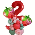 Erdbeere-Ballon-Set mit roter Nummer 2 und Fruchtfolienballons für die Partydekoration - Nummer 2 Set