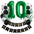 Football themed 10th birthday party set with number balloons and soccer banner - Age 10 Style (Football Set 10)