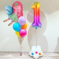 Details von rosa Fee und Regenbogen-Zahl 1 Folienballons Set für den ersten Geburtstag - Fee und Regenbogen Nummer Eins Ballon-Set