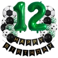 Soccer themed 12th birthday party set with balloons and happy birthday banner - Age 12 Style (Football Set 12)