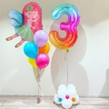 40 Zoll Regenbogen Nummer 3 Ballon Set mit rosa Fee und bunten Latex Luftballons - Fee und Regenbogen Nummer Drei Ballon-Set