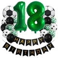 Detail of 18th birthday soccer party set with foil balloons and birthday banner - Age 18 Style (Football Set 18)