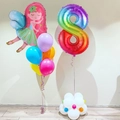 Detail of 40-inch rainbow number 8 and pink fairy foil balloon kit for birthday party - Fairy and Rainbow Number Eight Balloon Set