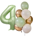 Salbeigrün 40-Zoll Nummer 4 Folienballon-Set für Avocado Thema Geburtstagsparty Deko - Olivgrün Nummer Set 4