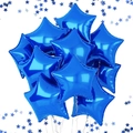 Star-shaped blue foil balloon set for birthday party indoor decoration with metallic luster - Blue