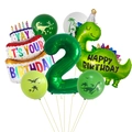 Set festa dinosauro 2° compleanno con palloncino numero verde e torta in alluminio - Set 2° Compleanno (Numero 2)