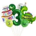 Set palloncini compleanno dinosauro tema giungla con palloncino numero 3 verde e torta - Set 3° Compleanno (Numero 3)