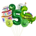 Kit 5e anniversaire dinosaure avec ballon chiffre 5 vert et gâteau pour fête enfant - Set 5ème Anniversaire (Chiffre 5)