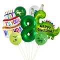 Kit 8ème anniversaire dinosaure avec ballon chiffre 8 vert, gâteau et dinosaures - Set 8ème Anniversaire (Chiffre 8)