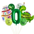 Kit de ballons anniversaire dinosaure jungle avec gâteau et ballons chiffres - Set Anniversaire 0 An (Chiffre 0)