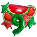 Watermelon party balloon set with giant green number 9 and star shaped foil balloons - Watermelon Decor Style (j052703-9)