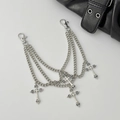 Catena multistrato argento con quattro pendenti a croce e chiusure a moschettone - Stile Croce Multistrato (0093) / Argento