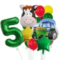 Farm animal themed 5th birthday balloon kit with cow tractor and number 5 foil balloons - Number 5 Style