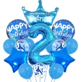 Blue number 2 balloon set with crown and stars for boys second birthday party decor - Crown Blue Set - Number 2