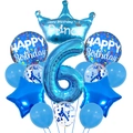 Blue number 6 balloon set with crown and prince theme for birthday party decor - Crown Blue Set - Number 6