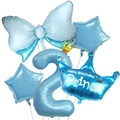 Blue 40-inch number 2 balloon set with crown and bowknot for boy's 2nd birthday party - Number 2 Set / Blue