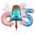 Ice cream and donut balloon set for 5th birthday party with star and number balloons - Number Five (Ice Cream Donut Star Sequin Style)
