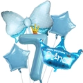 Blue number 7 balloon set with crown and stars for boys 7th birthday party decor - Number 7 Set / Blue