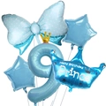 Blue 40-inch number 9 foil balloon set with crown and bowtie for boy's birthday party - Number 9 Set / Blue