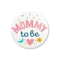 Detail of Mommy to Be tinplate badge with colorful stars and hearts for baby shower - Mommy To Be White Background Style (mommy to be) / 58mm
