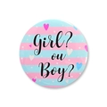 Λεπτομέρεια κονκάρδας αποκάλυψης φύλου Girl or Boy με ροζ και μπλε ρίγες με καρδιές - Στυλ Καρδιά Ροζ Μπλε (boy girl style 2)