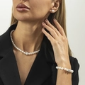 Dettaglio elegante set di gioielli con perle e sfere di cristalli scintillanti da donna - Stile Tonalità Argento (06903)