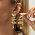 Orecchini a fiore geometrici bohémien vintage con trama dorata martellata irregolare - Vintage Martellato Oro (3821)
