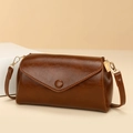 Bolso bandolera retro marrón oscuro en cuero sintético con solapa y hebillas doradas - Marrón