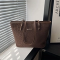 Sac cabas marron à imprimé léopard en daim avec détail métallique et double anse - Marron