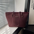 Sac fourre-tout bordeaux vintage avec gaufrage léopard et détails dorés pour femme - Rouge
