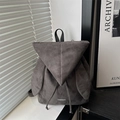 Modern dark gray backpack featuring unique bunny ears design and a fashion logo - Gray (Matching Straps)