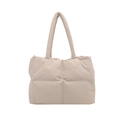 Borsa tote trapuntata beige con spallacci imbottiti per il pendolarismo quotidiano - Cachi