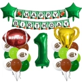 Set festa calcio 1° compleanno con numero 1 verde da 32 pollici e palloncini trofeo - Set Numero 1