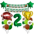 Set 2° compleanno a tema football con palloncini trofeo e striscione numero due - Set Numero 2