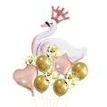 Set di palloncini a forma di cigno bianco con cuori rosa e coriandoli dorati per feste - Stile Cigno Oro Rosa