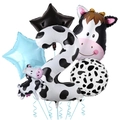 Cow print 40-inch number 2 balloon set with cartoon animal shapes for farm theme party - Blue Star - Number 2