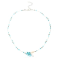 Detalle de collar de cuentas con estrella de mar, perlas azules y conchas de mar - Estilo Estrella de Mar Azul (0515)