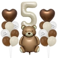 Set dettagliato di palloncini orsetto opachi con forme a cuore e lattice di compleanno - Tema 5 Anni