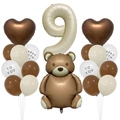 Set di palloncini orsetto con numero 9 crema e cuori cioccolato per decoro compleanno - Tema 9 Anni