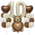 Dettaglio del set di palloncini orsetto per decorazione festa di decimo compleanno - Tema 10 Anni